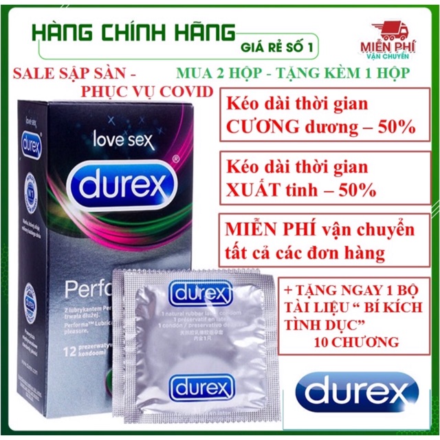 [KÉO DÀI THỜI GIAN QUAN HỆ_100%] Bao cao su DUREX PERFORMAN @freeship@ chống suất tinh sớm( che tên khi giao hàng)