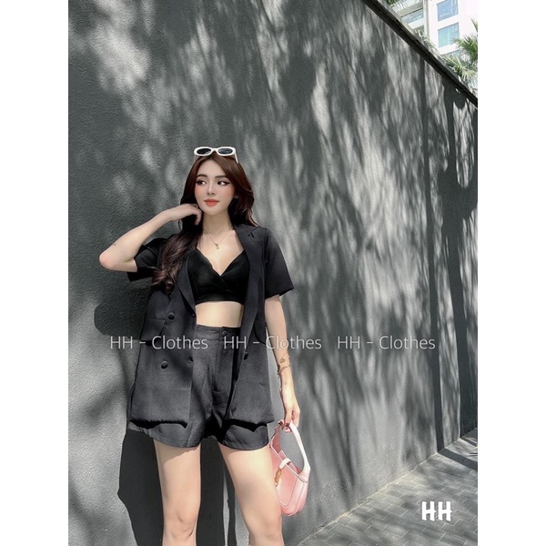 Sét vest blazer cộc tay form rộng kèm quần_Tiệm của ả