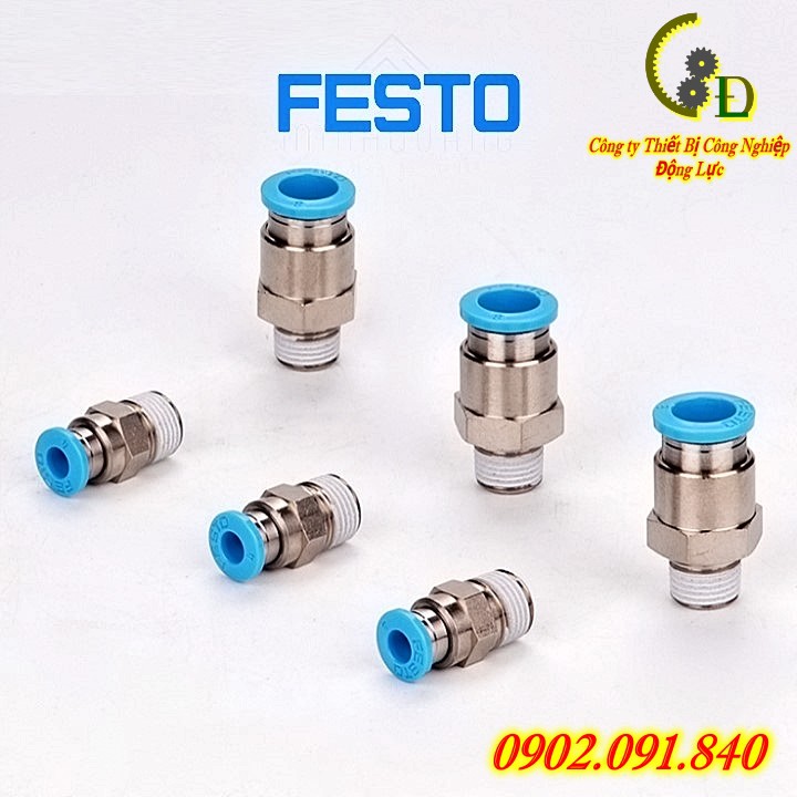 Khớp nối nhanh ren ngoài khí nén festo Đức ✴️Chính Hãng✴️ Đầu ( cút ) nối nhanh ống hơi phi 4 QS-1/8-4. van tiết lưu