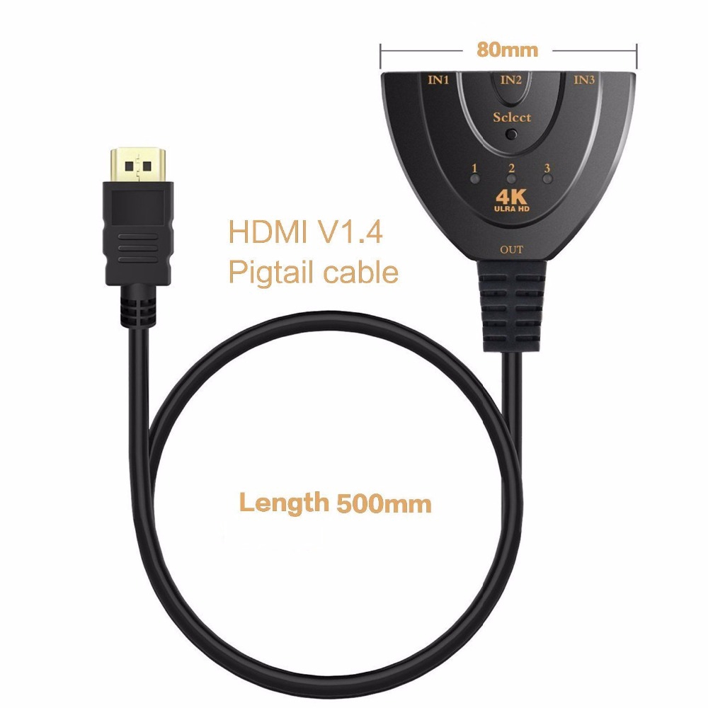 Bộ chuyển đổi 1080P 3 cổng HDMI / DVD / HDTV / XBOX PS3 / PS4