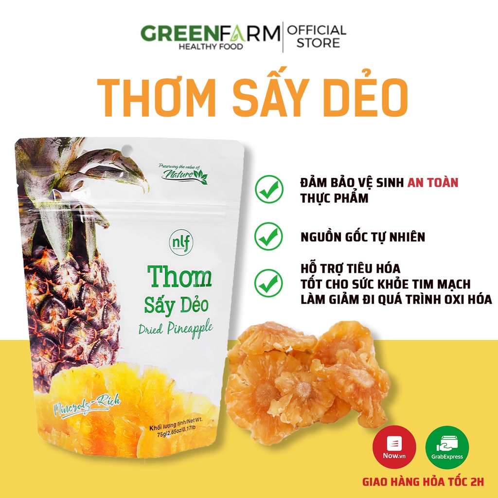 Dứa (Thơm) sấy dẻo Nông Lâm Food  75g trái cây sấy dẻo ít đường,hỗ trợ giảm cân,ăn kiêng hiệu quả.