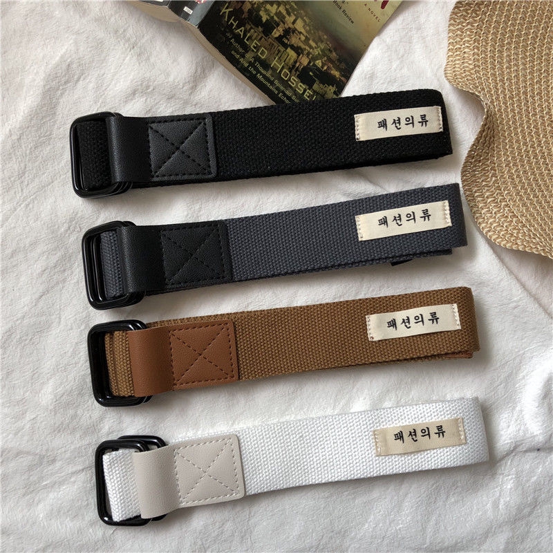 Thắt lưng vải canvas hai khóa thời trang Hàn Quốc cá tính