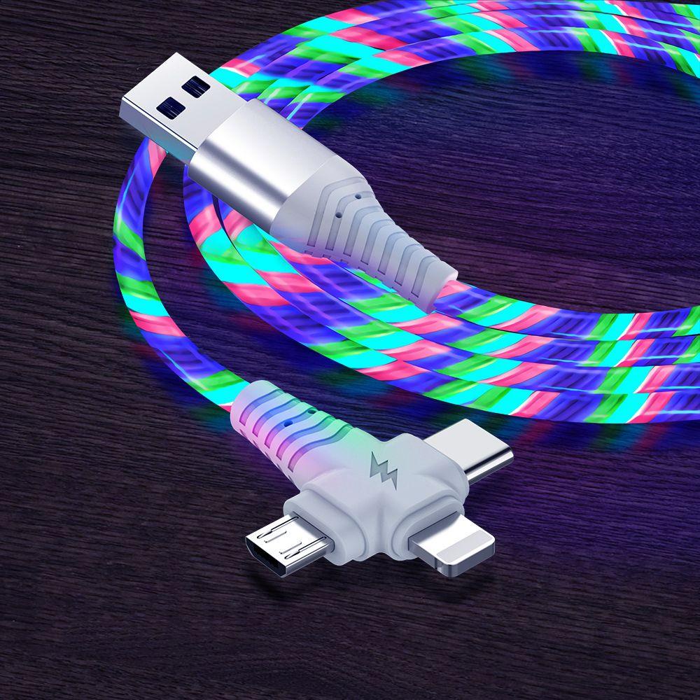 Dây Cáp Sạc Truyền Dữ Liệu Micro USB Type C Có Đèn Dạ Quang Độc Đáo