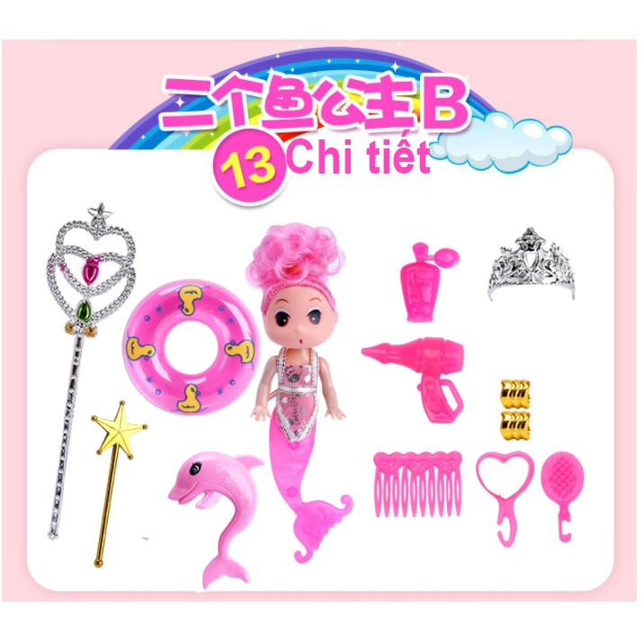 [Mã LIFE0503TOYS giảm 10% đơn 0Đ] Búp Bê Nàng Tiên Cá 3D Phát Sáng + Tặng Tiên Cá Nhỏ Xinh Xắn (Hồng)