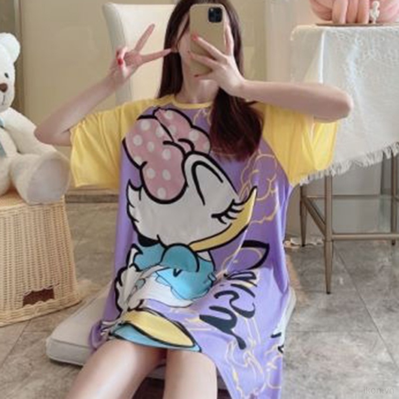 Đầm Ngủ Họa Tiết Hoạt Hình Dễ Thương Cho Nữ