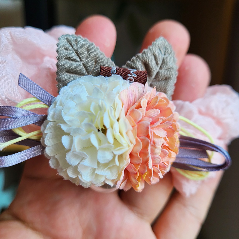 Dây Cột Tóc Cao Su Co Giãn In Họa Tiết Hoa Phong Cách Hàn Quốc Cổ Điển Thời Trang Cho Nữ