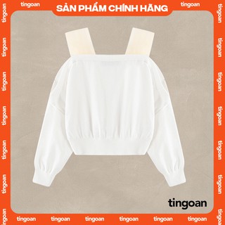 Áo len trễ vai trắng teddy sweater/wh