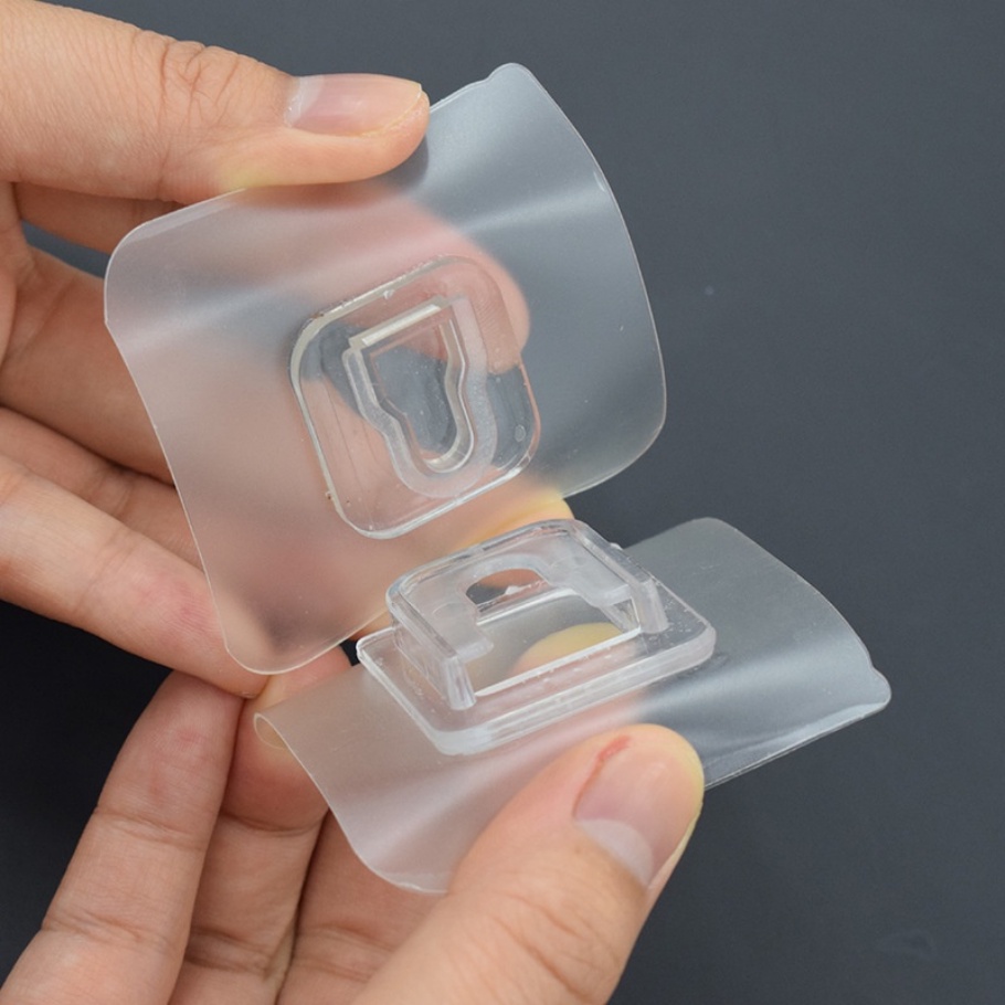 1 Cặp Móc Treo Đồ Dán Tường Hai Mặt Trong Suốt Đa Năng