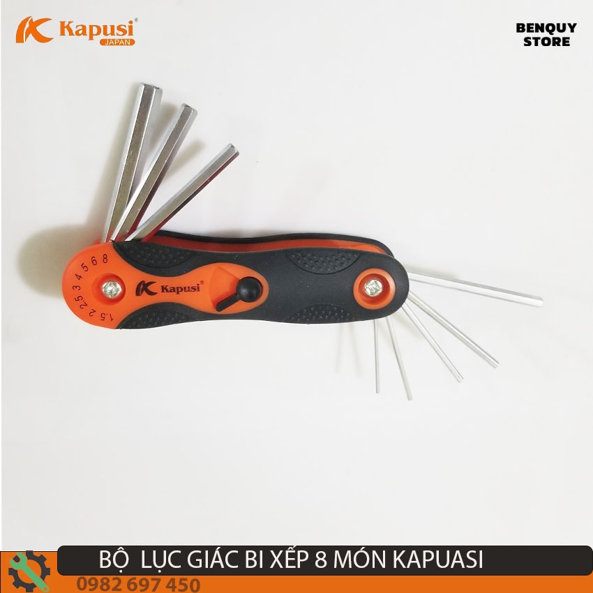 BỘ LỤC GIÁC BI XẾP ĐA NĂNG KAPPUSI JAPAN - GỒM 8 CÂY ĐẦU BAKE VÀ DẸT, THÉP CR-V CAO CẤP, CÔNG NGHỆ NHẬT BẢN.