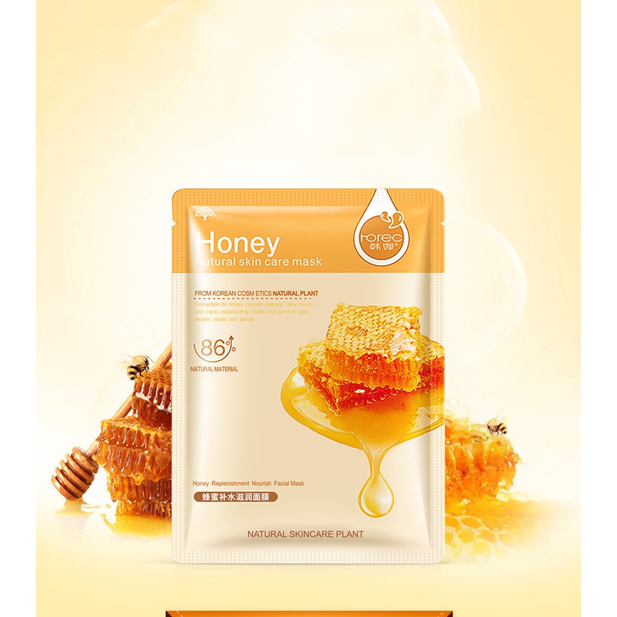 Combo 5 mặt nạ giấy dưỡng da Rorec mix việt quất, lô hội, lựu đỏ, mật ong, olive dưỡng ẩm, da sáng màu SPU088