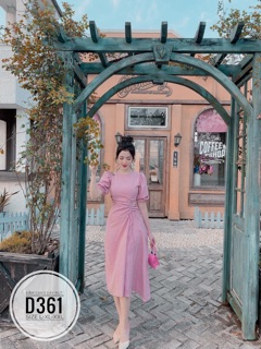 Bigsize Đầm caro dây rút D361