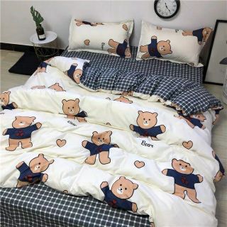 Bộ Chăn Ga Gối Bé Gấu Cotton Poly