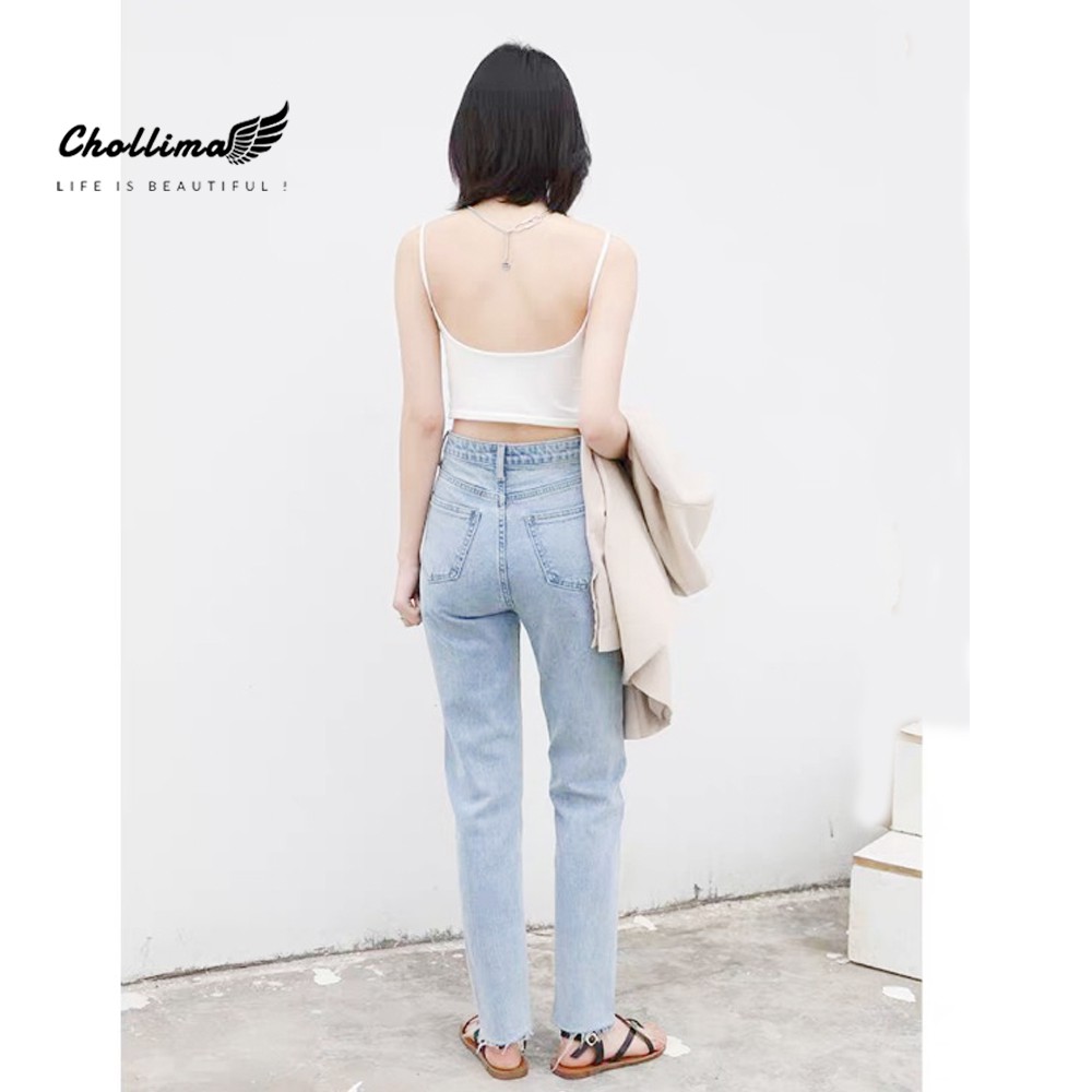 Quần baggy jean Chollima ống nhỏ trơn tua lai QD039 phong cách hàn quốc trẻ trung năng động | BigBuy360 - bigbuy360.vn