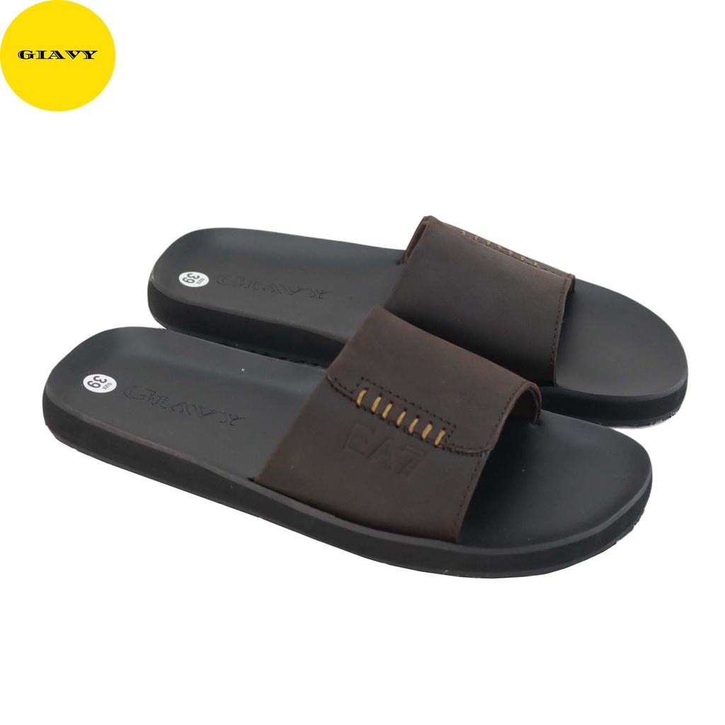 Dép da nam quai ngang L538 - GIÀY GIAVY