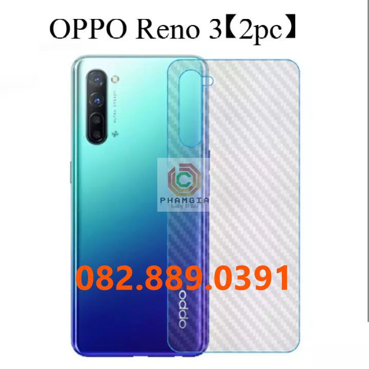 Miếng dán mặt lưng skin carbon Oppo Reno 3/ Reno 3 Pro