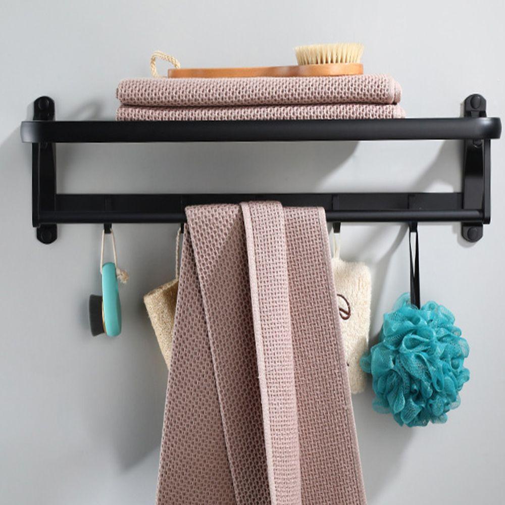 YNATURAL Giá Treo Khăn Tắm Màu Đen Kèm Móc Tiện Dụng