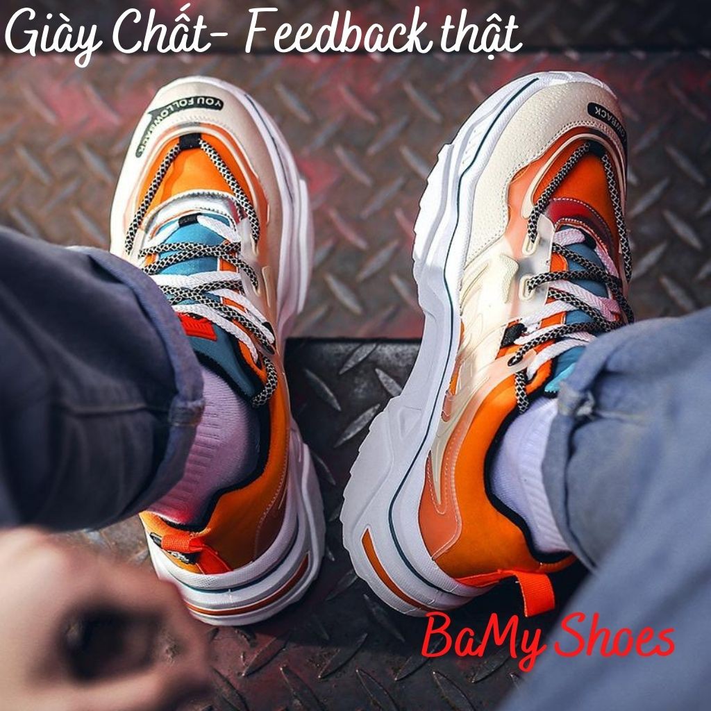 Giày Sneaker Nam Tăng Chiều Cao 6cm Màu Cam Phối Nhựa Trong Suốt  BAMY M94