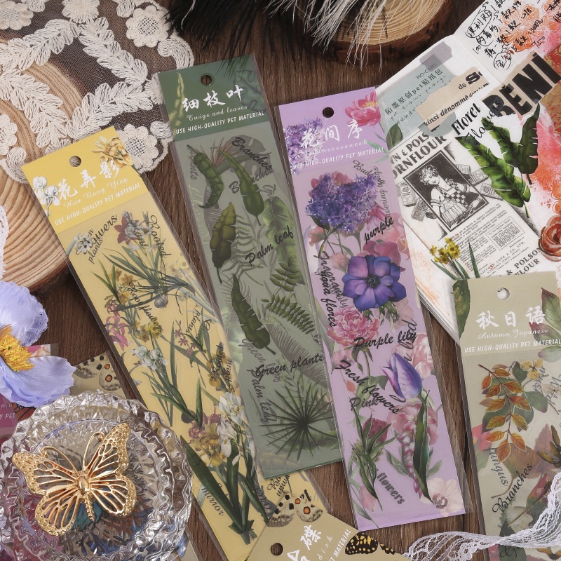 Sticker Hoa Lá Trong Trang Trí Sổ Tay Bullet Journal Decorme Leaf And Flower Chống Nước STK12