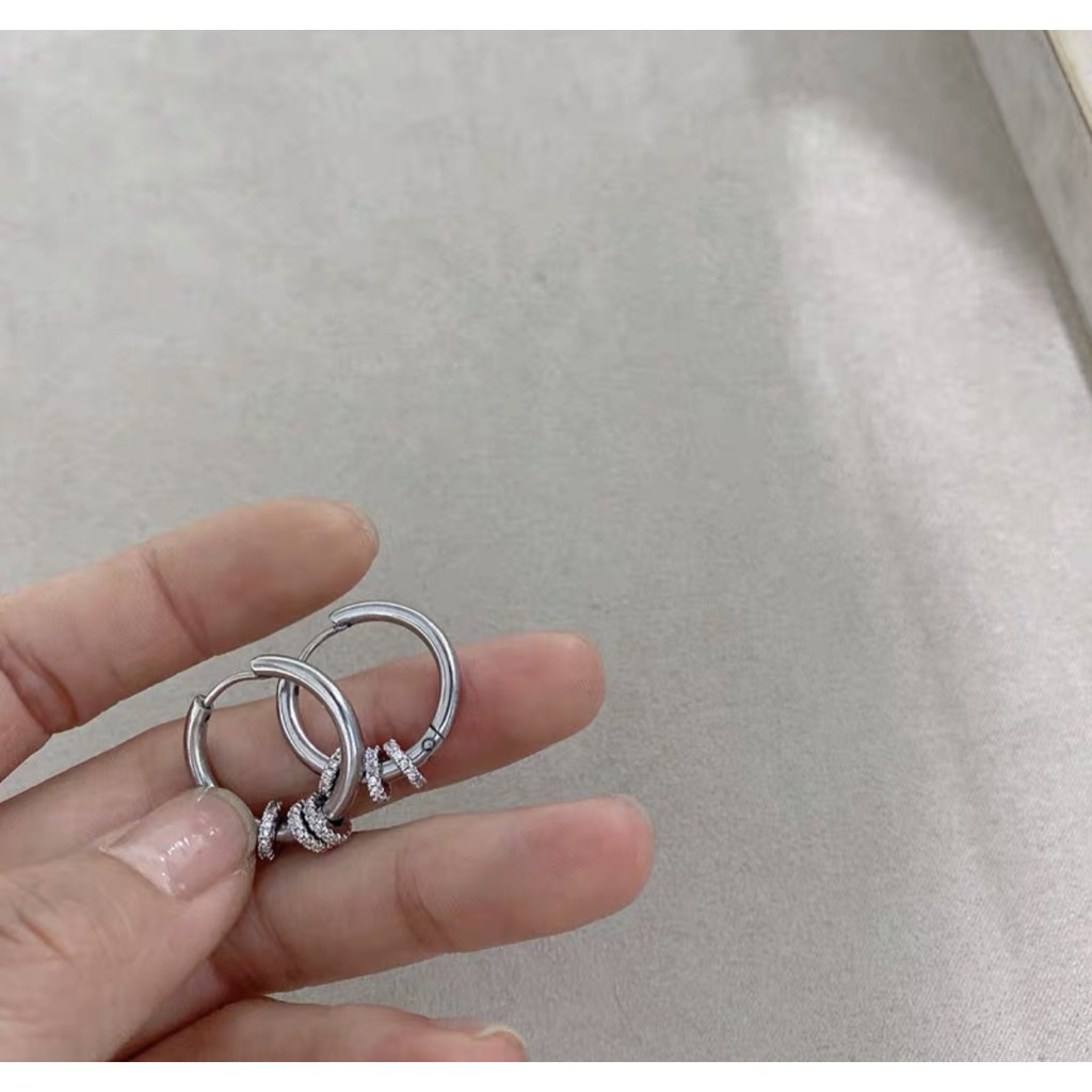 KHUYÊN TAI VÒNG MIX KHOẺN TRÒN ĐÍNH ĐÁ CAO CẤP - KHUYÊN THÉP 316L