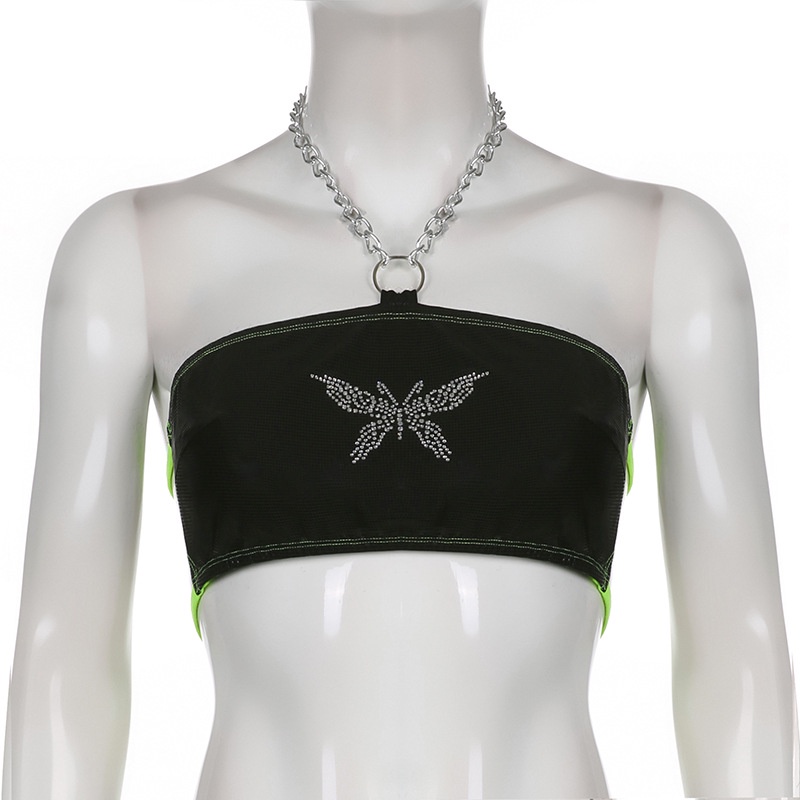 Áo Tank Top Nữ Cổ Yếm Đính Đá Hình Bướm Gợi Cảm