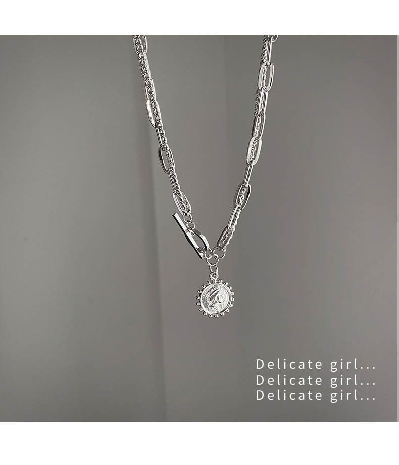 Vòng cổ Mặt Chân Dung Đơn Giản Phong Cách Retro Hàn Quốc