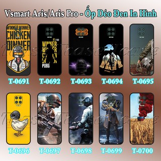 Ốp lưng Vsmart Aris/ Aris Pro dẻo đen in hình BST Game PUBG Mobile