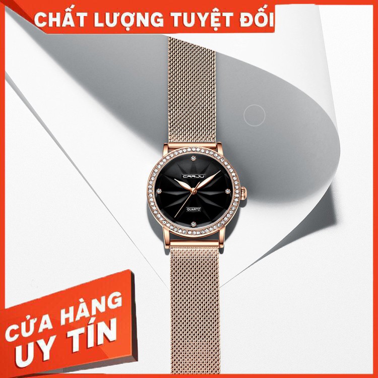 HÀNG CAO CẤP -  Đồng Hồ Quartz CRRJU 2171 Đính Đá Dây Thép Không Gỉ Chống Nước Thời Trang Cho Nữ  - Hàng Cao Cấp