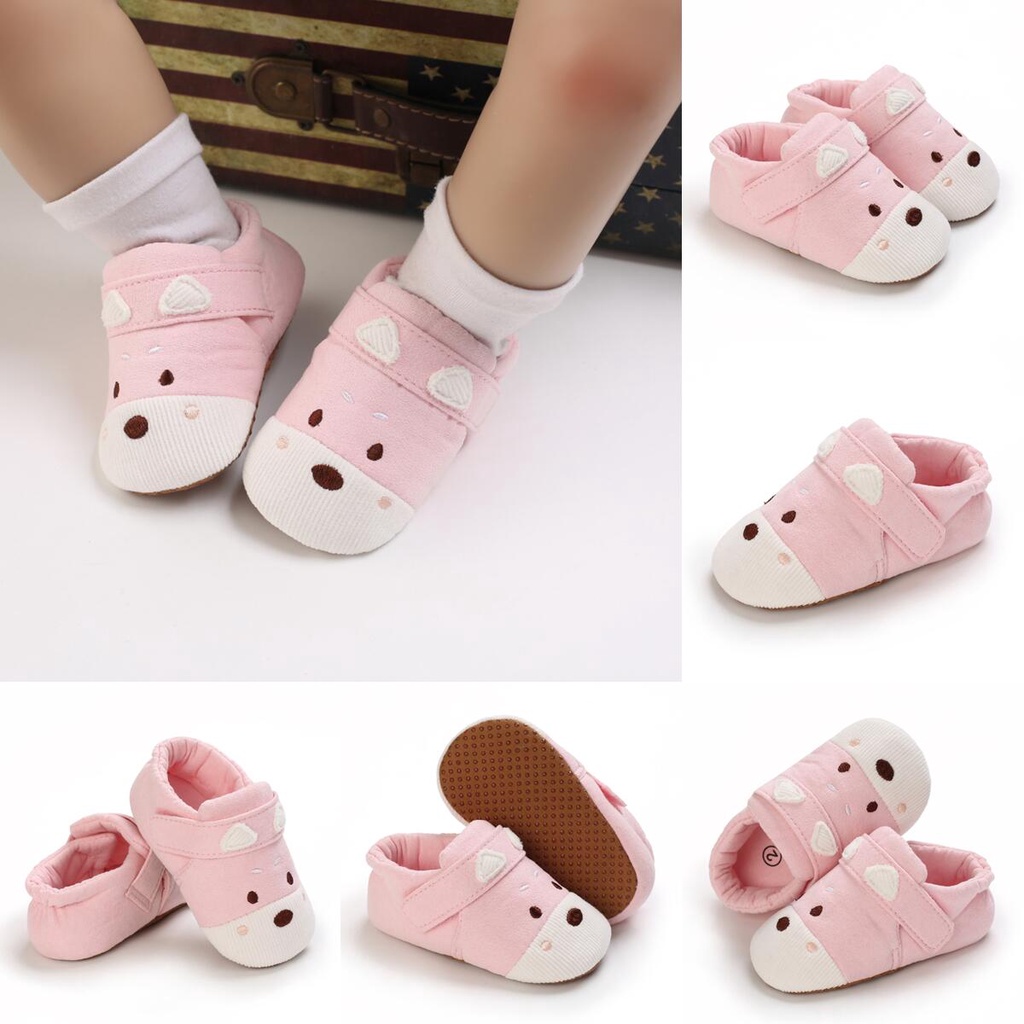 Giày Vải Cotton Đế Mềm Chống Trượt Thoải Mái In Hình Mặt Động Vật Dễ Thương Dành Cho Bé Tập Đi Số 1