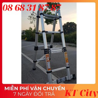 [ 2M2 + 2M2. FreeShip – Sale khô máu] Thang nhôm rút gọn Ninda ND-44AI ( 2M2 + 2M2 )