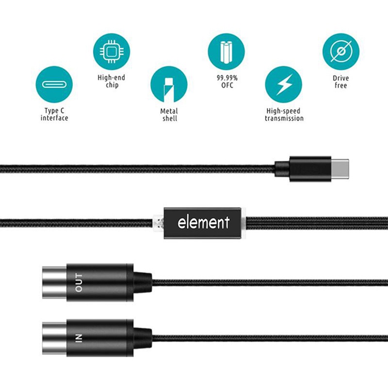 Cáp Chuyển Đổi MIDI Sang USB C Có Đèn Báo Cho Đàn Organ Điện
