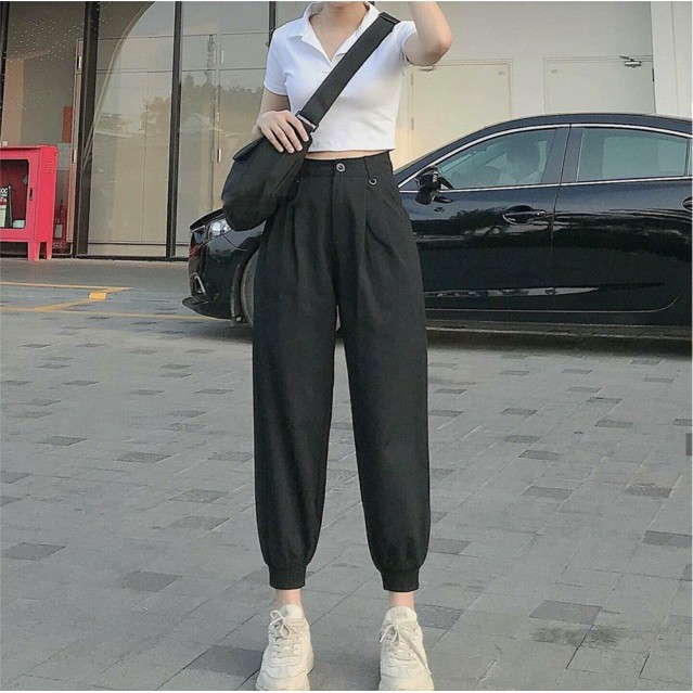 Áo thun croptop cổ bẻ trơn - 710