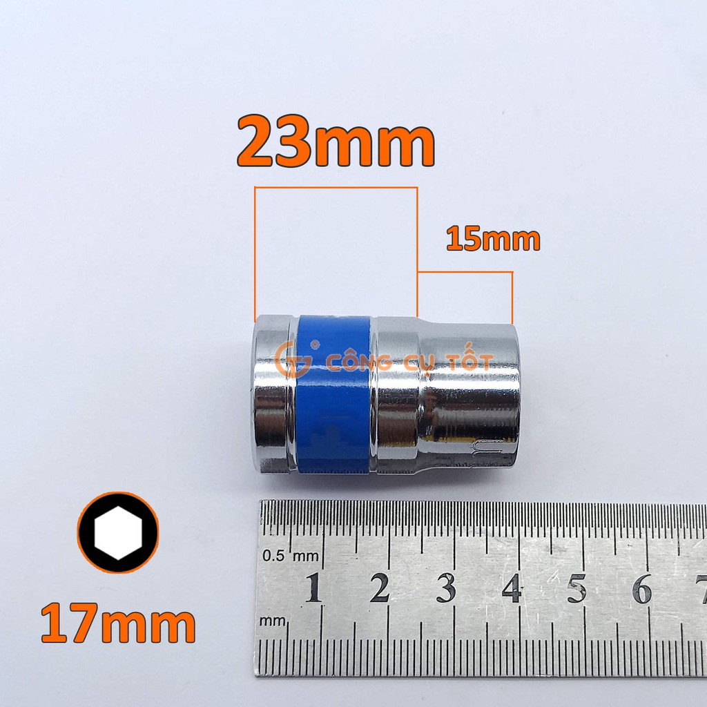 Khẩu lục giác 1/2 thép CrV băng xanh