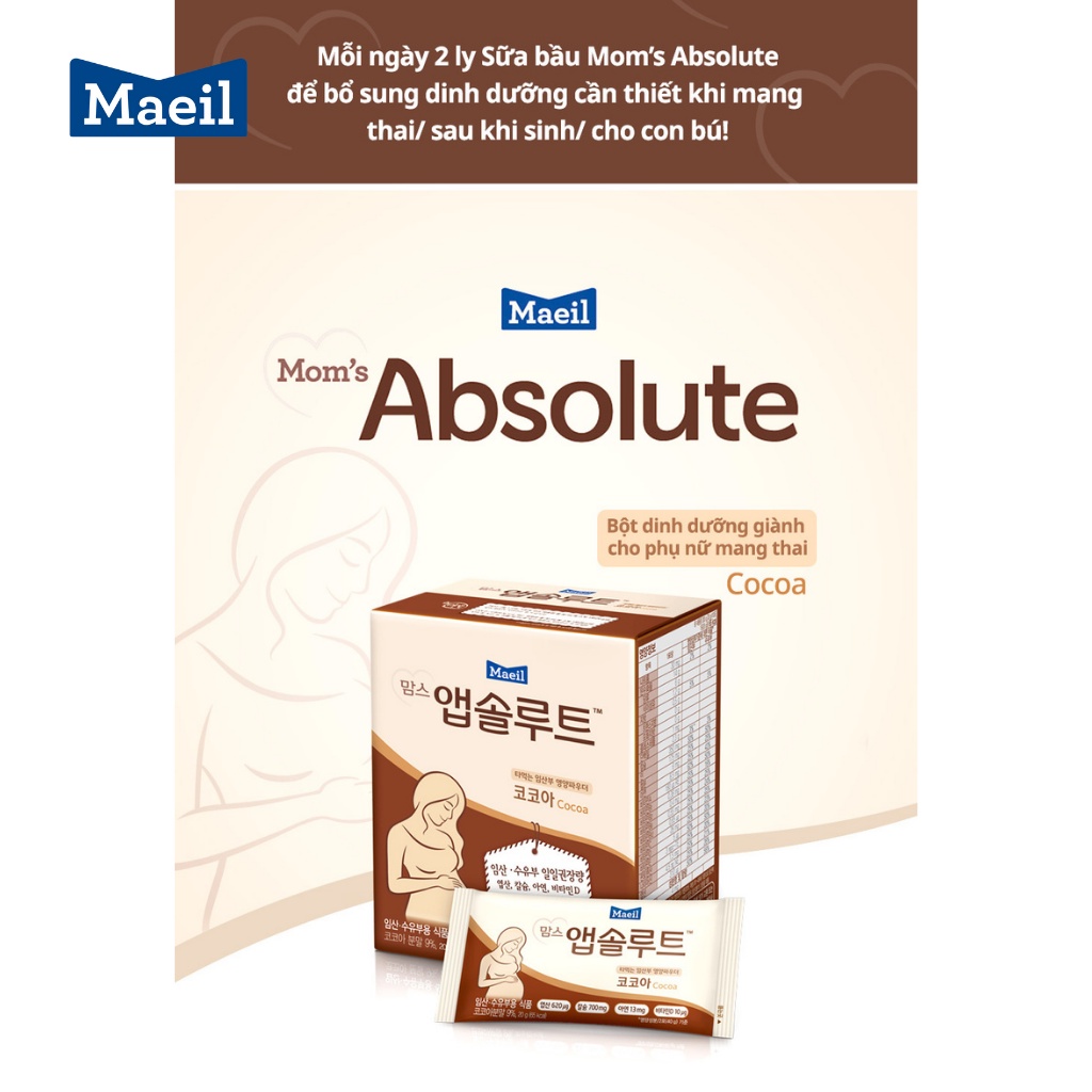 Sữa Bột MAEIL Mom’s Absolute Hàn Quốc, Bổ Sung Dưỡng Chất Thiết Yếu Cho Mẹ Bầu (10 Gói x 20g)