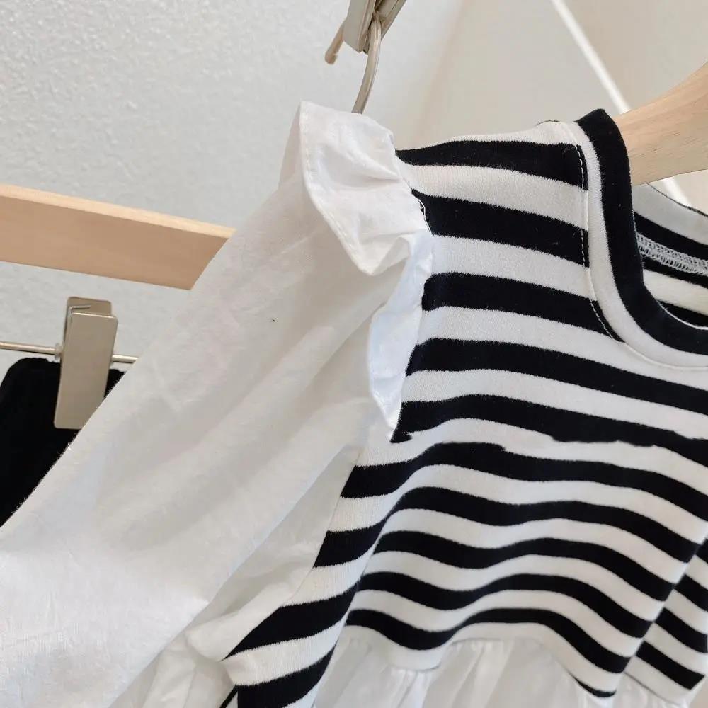 Đầm tay dài phối ren thời trang mùa thu mới cho bé gái 2021