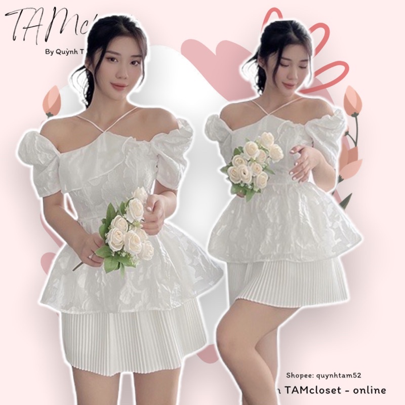 Áo yếm peplum thêu phối bèo - TK1080