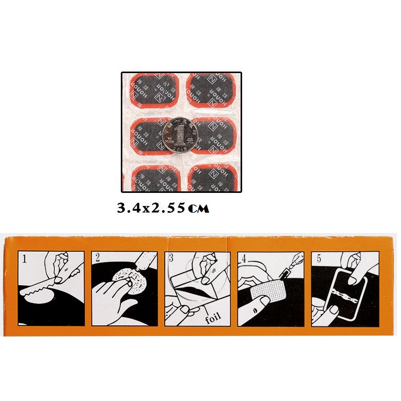 Bộ 48 miếng vá xe đạp, xe máy kích thước 3.5 x 2.5cm và 1 tuýp keo dán