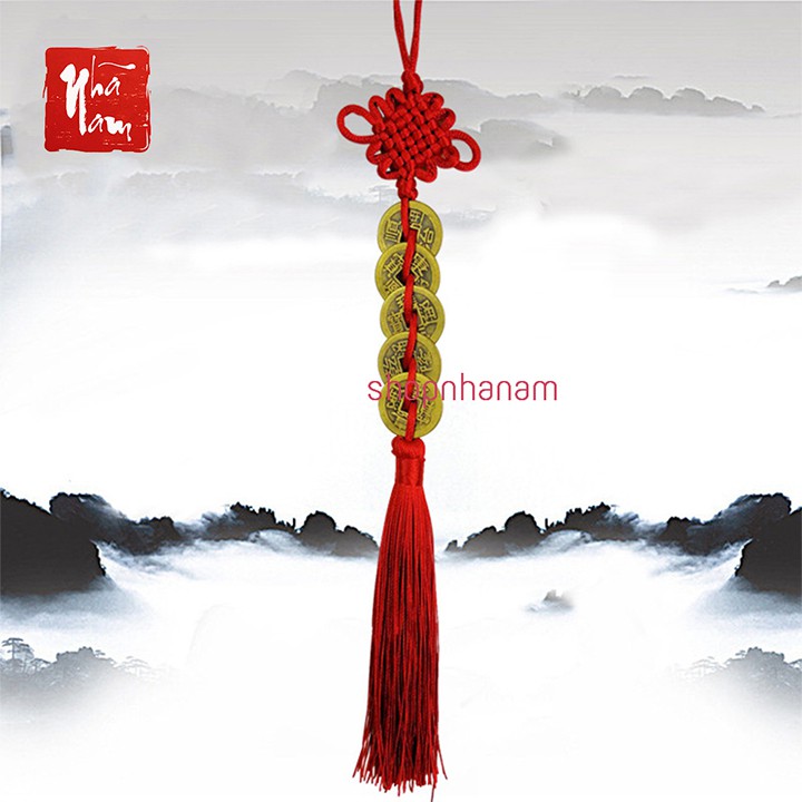 Xâu tiền đồng xu may mắn Đồng xu ngũ đế phong thủy tài lộc