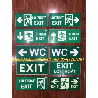 Bảng chỉ thoát hiểm exit dạ quang nhựa PVC nhiều mẫu
