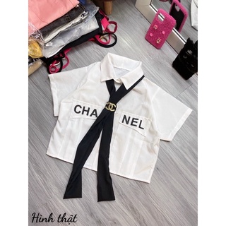 ÁO SƠ MI CROPTOP PHỐI CÀ VẠT HOT