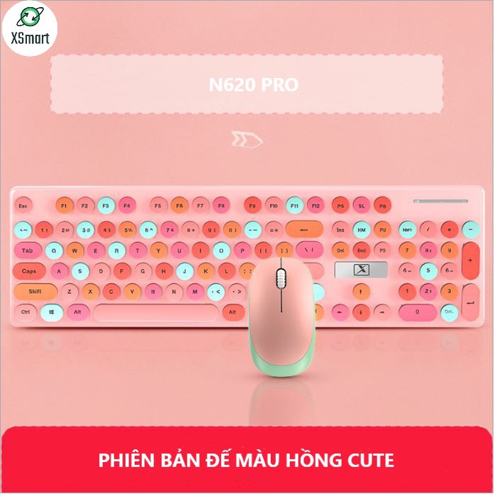 Bộ Bàn Phím Và Chuột Không Dây PIN Sạc N620 Candy Hồng Nhiều Màu Sắc, Dùng Cho Máy Tính, Laptop, PC | BigBuy360 - bigbuy360.vn