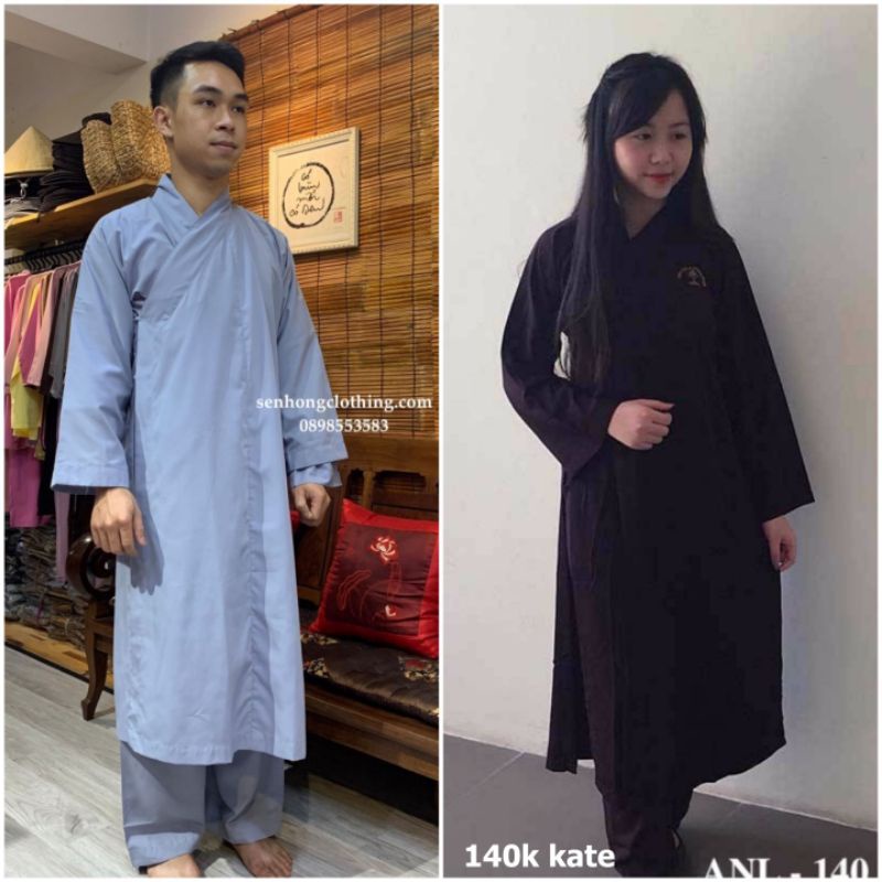 ÁO TRÀNG PHẬT TỬ đi chùa hoặc hành lễ tại gia vải kate giặt máy thoải mái dành cho nam nữ áo lam choàng pháp