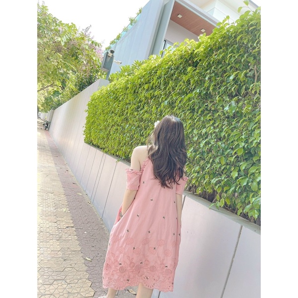 Đầm Hoa  Rớt Vai, váy hoa xinh, váy rớt vai xinh xắn diện hè