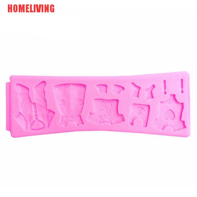 Khuôn Silicone Tạo Hình Trang Trí Bánh Kem Hình Quần Áo Em Bé 3D DIY
