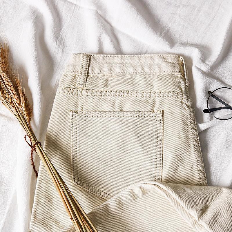 OFF-WHITE Quần Jeans Nữ Lưng Cao Ống Rộng Thời Trang Xuân Thu 2019 | BigBuy360 - bigbuy360.vn