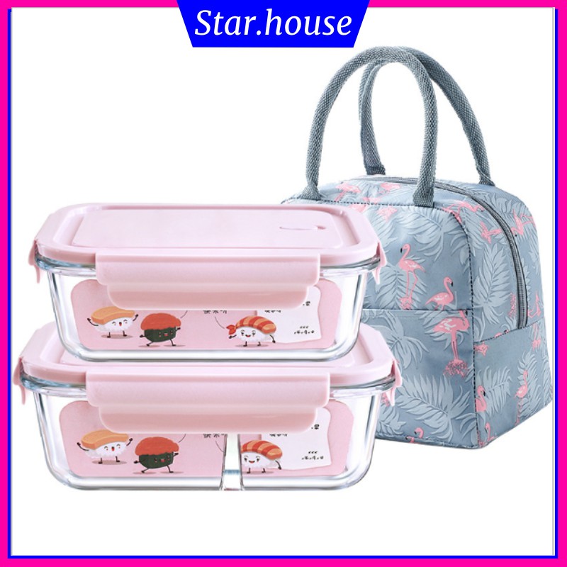 Combo 2 hộp thủy tinh đựng thức ăn cao cấp, Combo hai 2 hộp thủy tinh đựng cơm