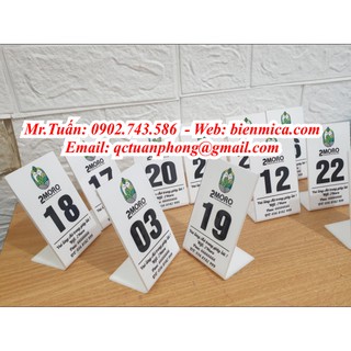 Bộ 10 Thẻ Số Bàn 7k/c - In LOGO theo yêu cầu - Thẻ Số Bàn quán Cafe