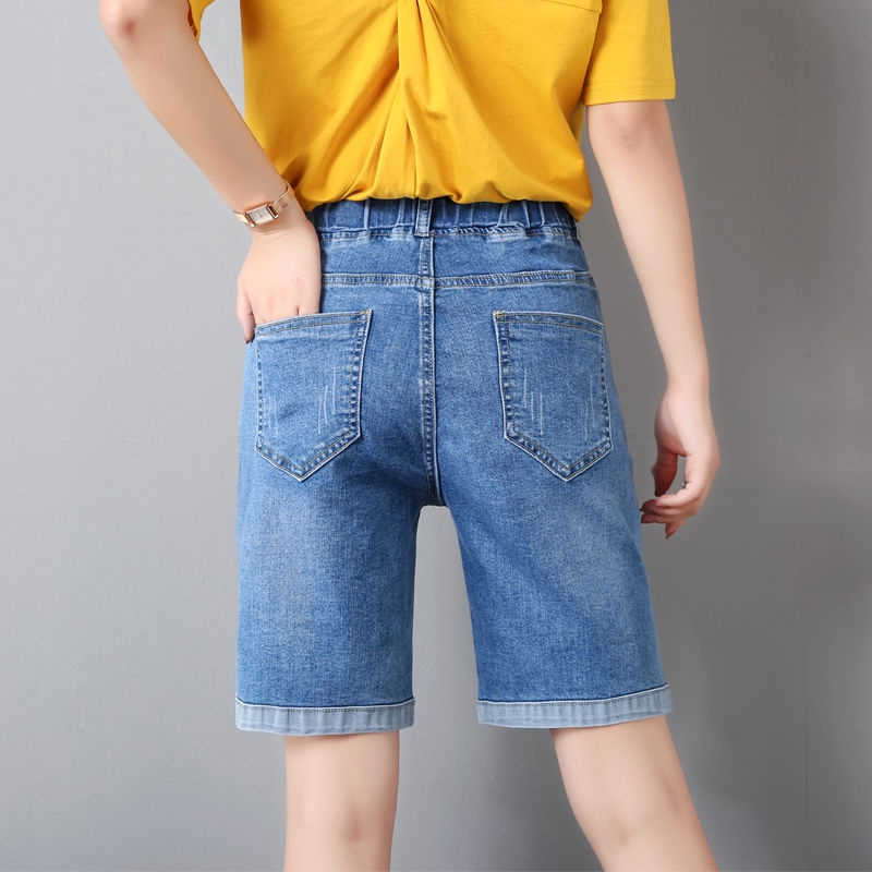Quần Short Jean Lưng Thun Dây Rút Thời Trang Cho Nữ