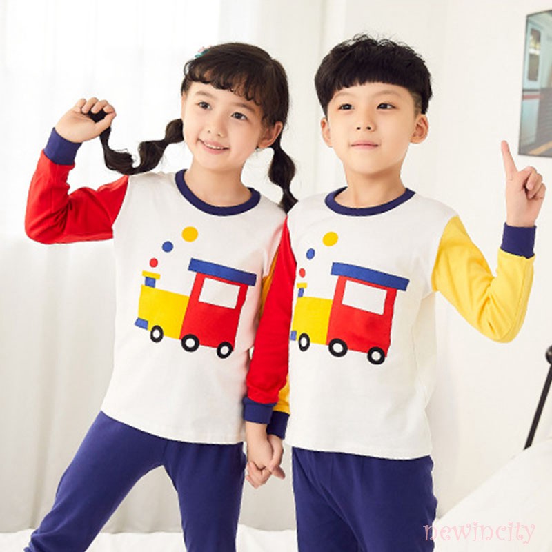 Bộ pijama gồm áo dài tay + quần dài in họa tiết hoạt hình cho bé