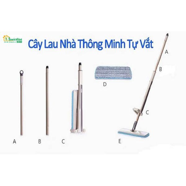 Rẻ nhất Sài Gòn - Cây lau nhà tự vắt thông minh -TẶNG KÈM 2 miếng lau siêu thấm hút