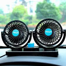 Quạt máy đôi mini 12v xoay 360 tiện ích trên ô tô, xe hơi cao cấp